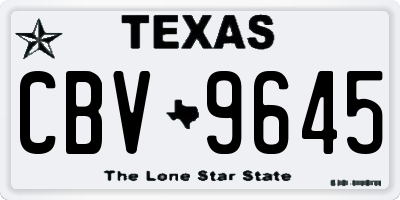 TX license plate CBV9645