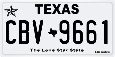 TX license plate CBV9661