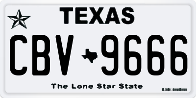 TX license plate CBV9666