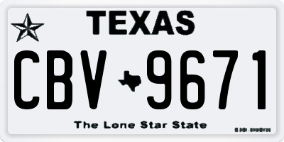 TX license plate CBV9671