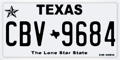 TX license plate CBV9684
