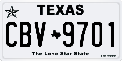 TX license plate CBV9701