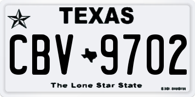 TX license plate CBV9702