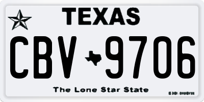 TX license plate CBV9706