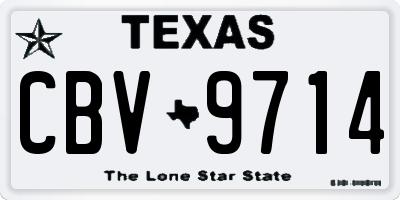 TX license plate CBV9714