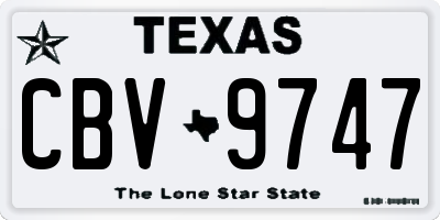 TX license plate CBV9747