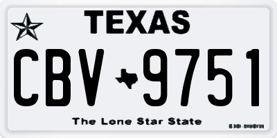 TX license plate CBV9751