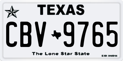 TX license plate CBV9765