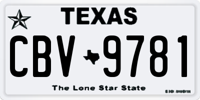 TX license plate CBV9781