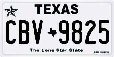 TX license plate CBV9825