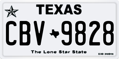 TX license plate CBV9828