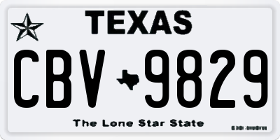 TX license plate CBV9829