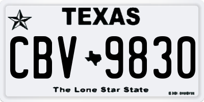 TX license plate CBV9830