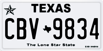 TX license plate CBV9834