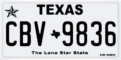 TX license plate CBV9836