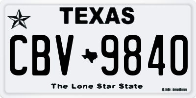 TX license plate CBV9840