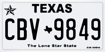 TX license plate CBV9849