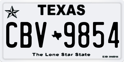 TX license plate CBV9854