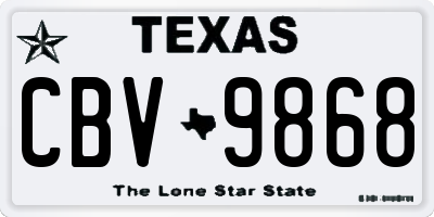 TX license plate CBV9868
