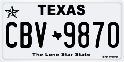 TX license plate CBV9870