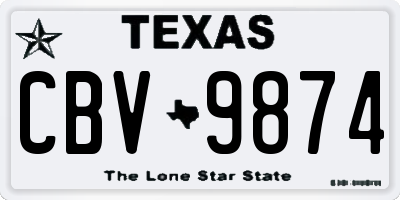 TX license plate CBV9874