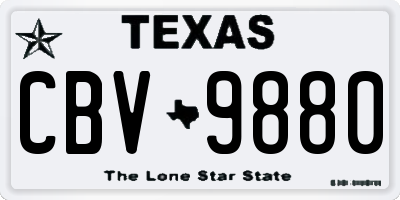 TX license plate CBV9880