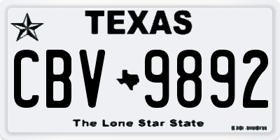 TX license plate CBV9892