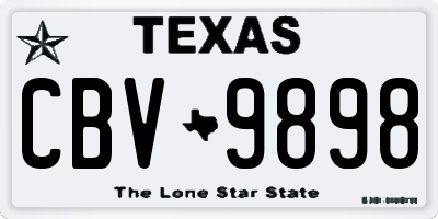 TX license plate CBV9898