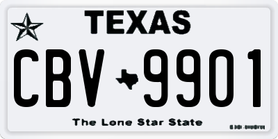 TX license plate CBV9901