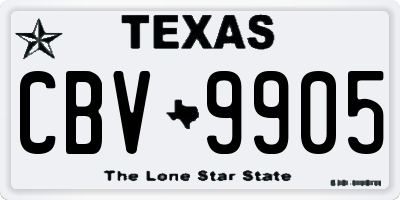 TX license plate CBV9905