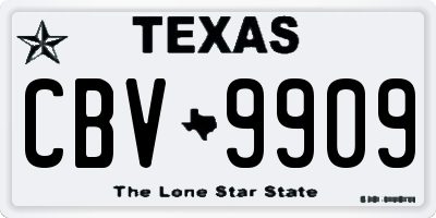 TX license plate CBV9909