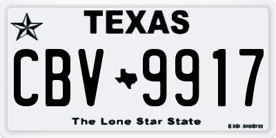 TX license plate CBV9917