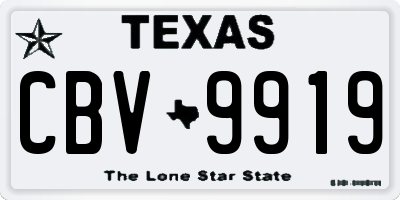 TX license plate CBV9919