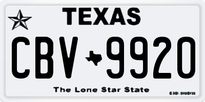 TX license plate CBV9920