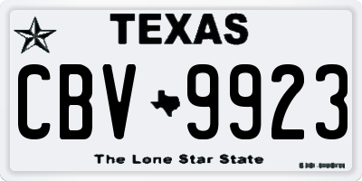 TX license plate CBV9923