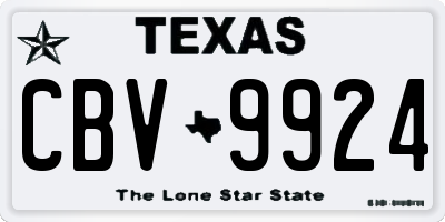 TX license plate CBV9924