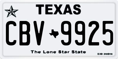 TX license plate CBV9925