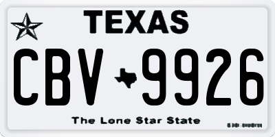 TX license plate CBV9926