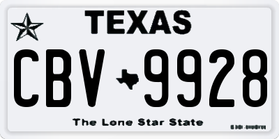 TX license plate CBV9928