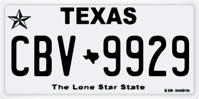 TX license plate CBV9929