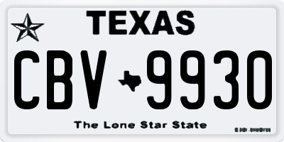 TX license plate CBV9930