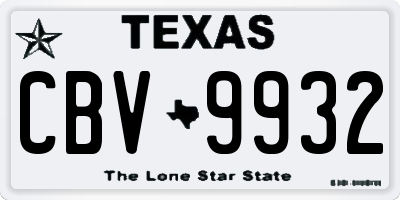 TX license plate CBV9932