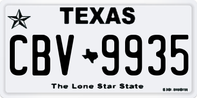 TX license plate CBV9935