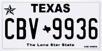 TX license plate CBV9936