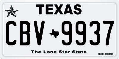 TX license plate CBV9937