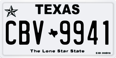 TX license plate CBV9941