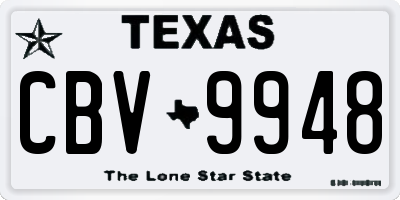 TX license plate CBV9948