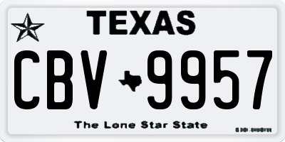 TX license plate CBV9957