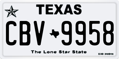 TX license plate CBV9958