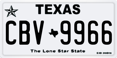 TX license plate CBV9966
